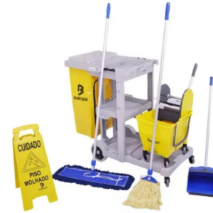CARRO DE LIMPEZA COMPLETO PROFISSIONAL KIT 3 BRALIMPIA